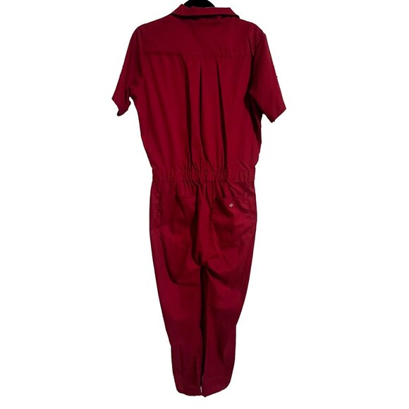 Women's FLEX Cooling Short Sleeve Coveralls in Red - Picture 2 of 4
